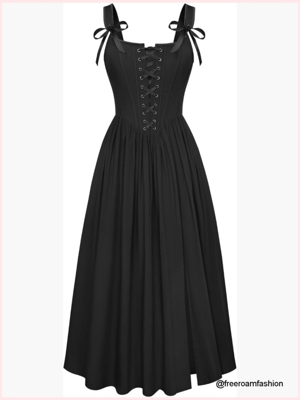 Renaissance Corset Maxi Dress with Pockets Lace Up Front